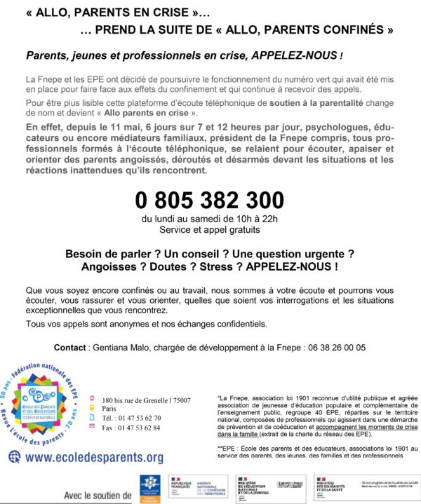 ALLO PARENTS EN CRISE – Ecole Des Parents Et Des Educateurs 34